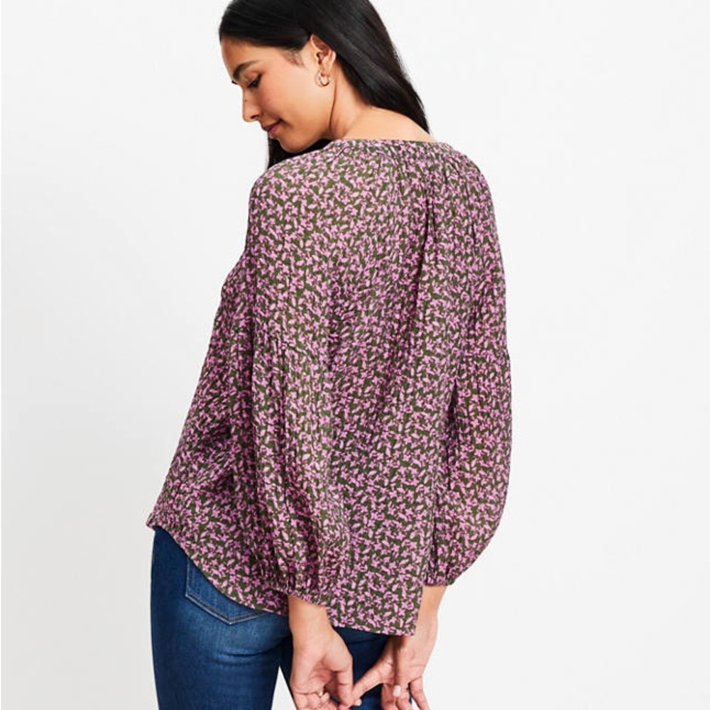 NWT Loft Floral Billow Sleeve Blouse - Large - Picture 3 of 10